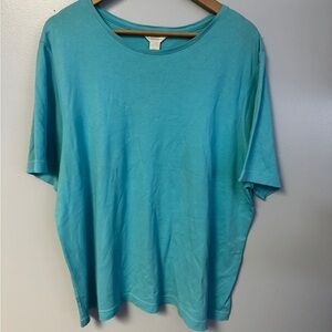 0424-27 Aqua blue Cj Banks Scoop Neck Tee